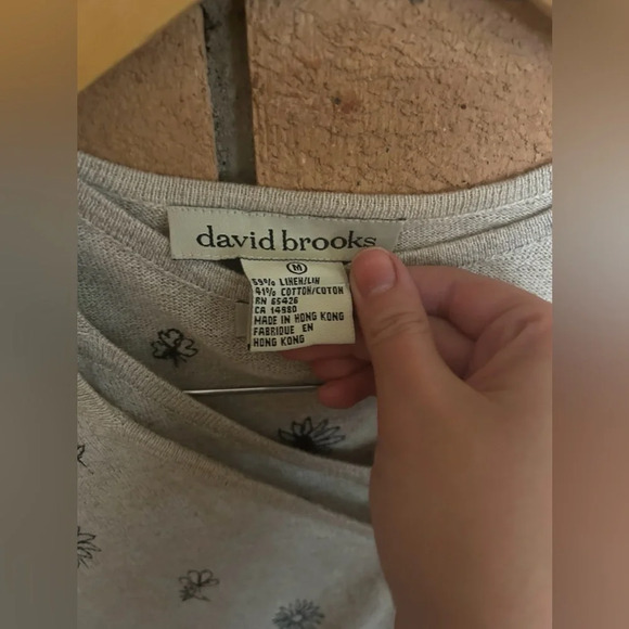 David Brooks Vintage Floral Knitted Cardigan & Tank Set Size M Linen Knit - Picture 3 of 6